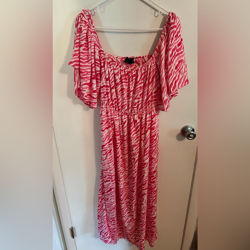 ASOS Pink Off-the-Shoulder Sundress with Flutter Sleeves